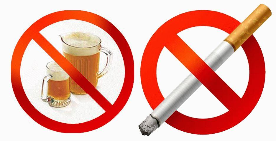 Употребление алкоголя и никотина